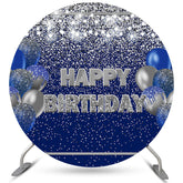 Marine Blau Und Silber Luftballons Kreis Geburtstag Hintergrund